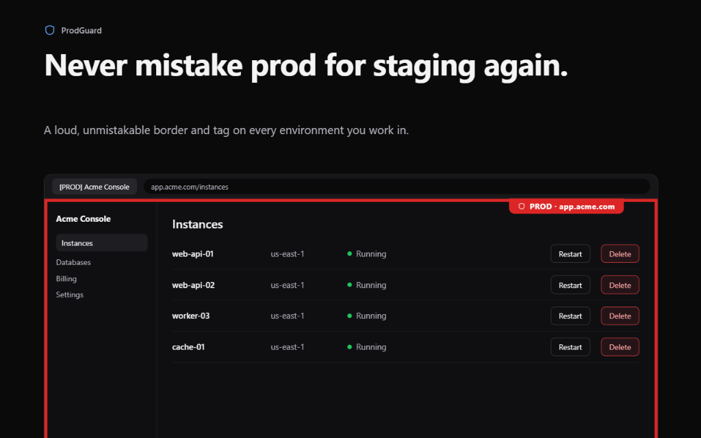 High visibility glowing borders on production console
