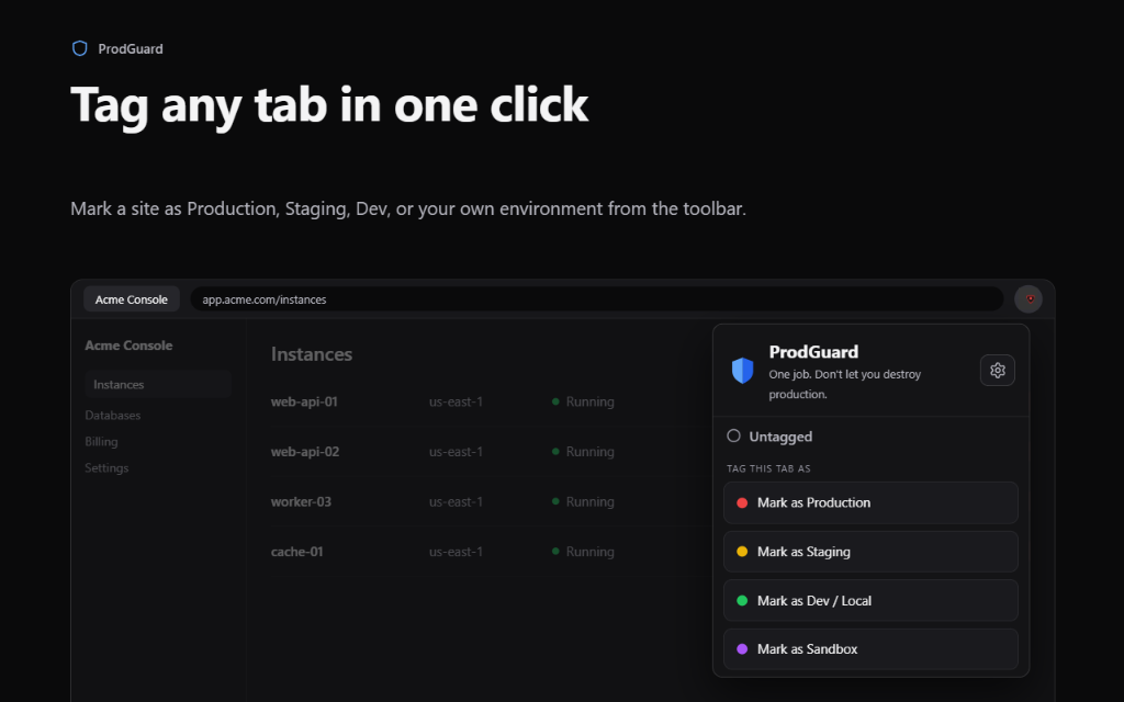 One click tab tagging in extension popup